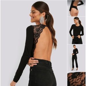 NA-KD Open Back Lace Body Medium in Black